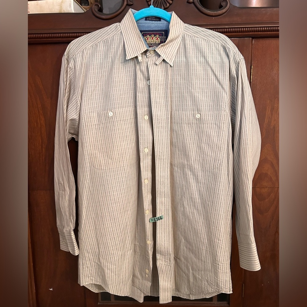 Vintage Ralph Lauren, chaps, military Men's Beige Striped Shirt PTP 24 33 length